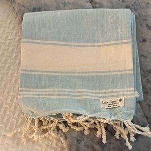 Lane Linen Light Blue & White Striped Beach Towel / throw